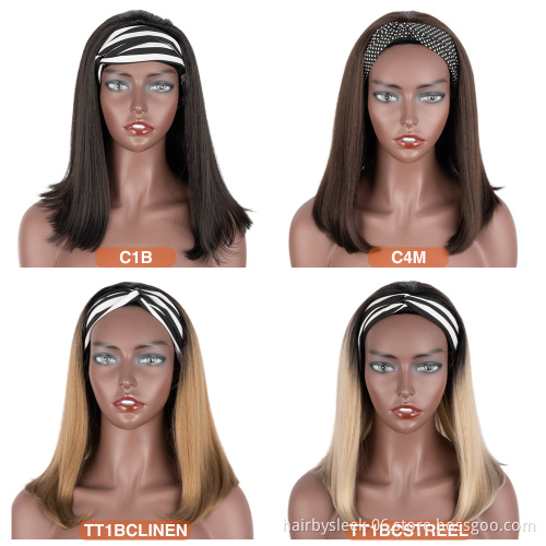Rebecca 14 inches natural black High Temperature Resistant synthetic wig wholesale Silky straight bob short wave headband wig